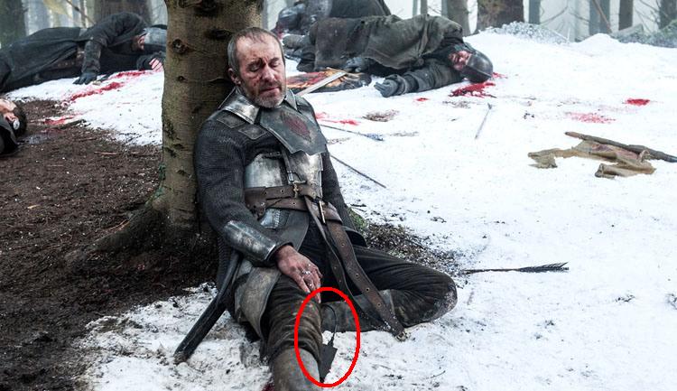 Charger and some cables visible near Stannis bleeding