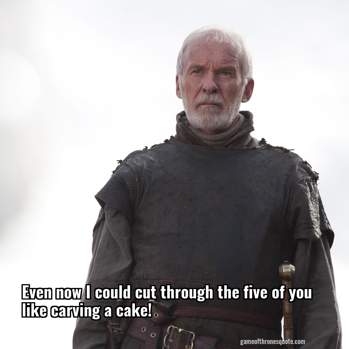 Even now I could cut through the five of you like carving a cake!