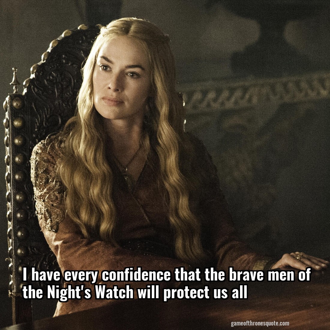I have every confidence that the brave men of the Night's Watch will protect us all