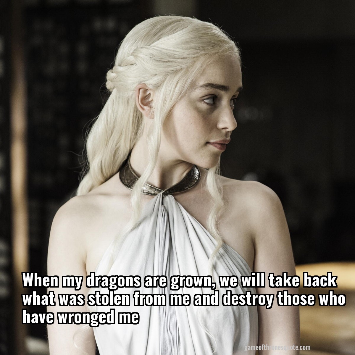 When my dragons are grown, we will take back what was stolen from me and destroy those who have wronged me