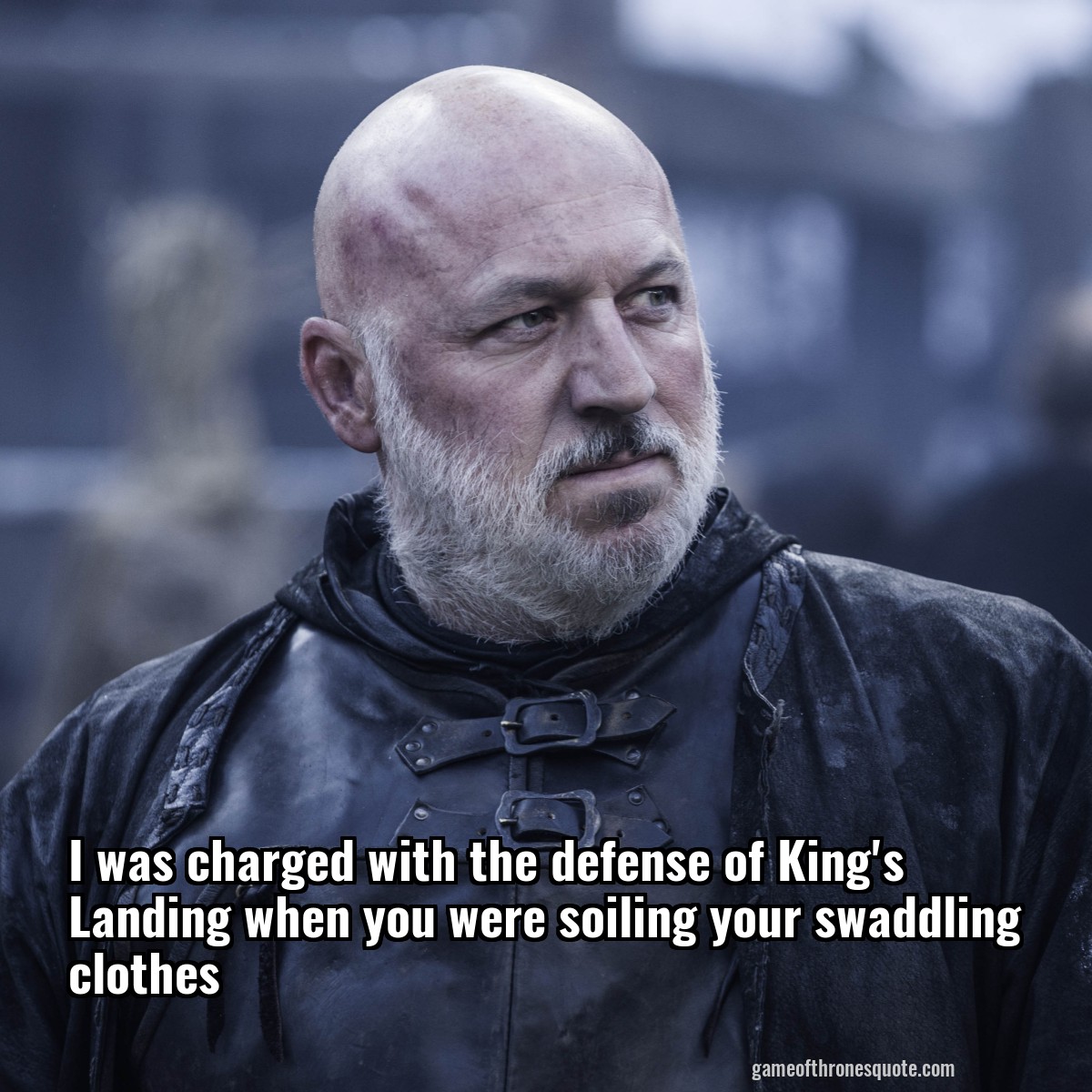 I was charged with the defense of King's Landing when you were soiling your swaddling clothes