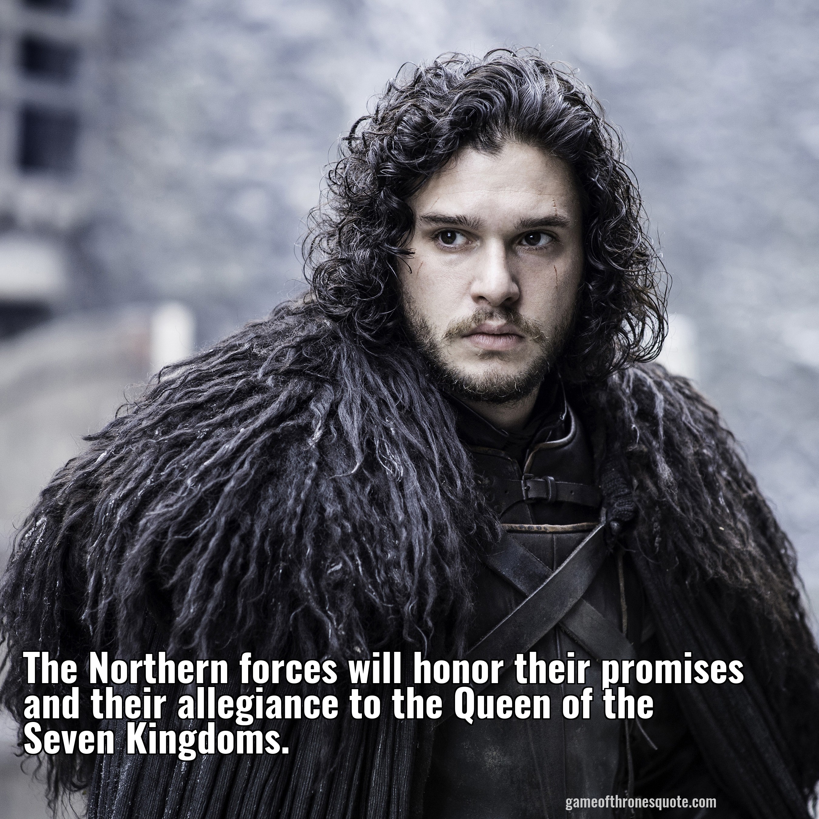 The Northern forces will honor their promises and their allegiance to the Queen of the Seven Kingdoms.