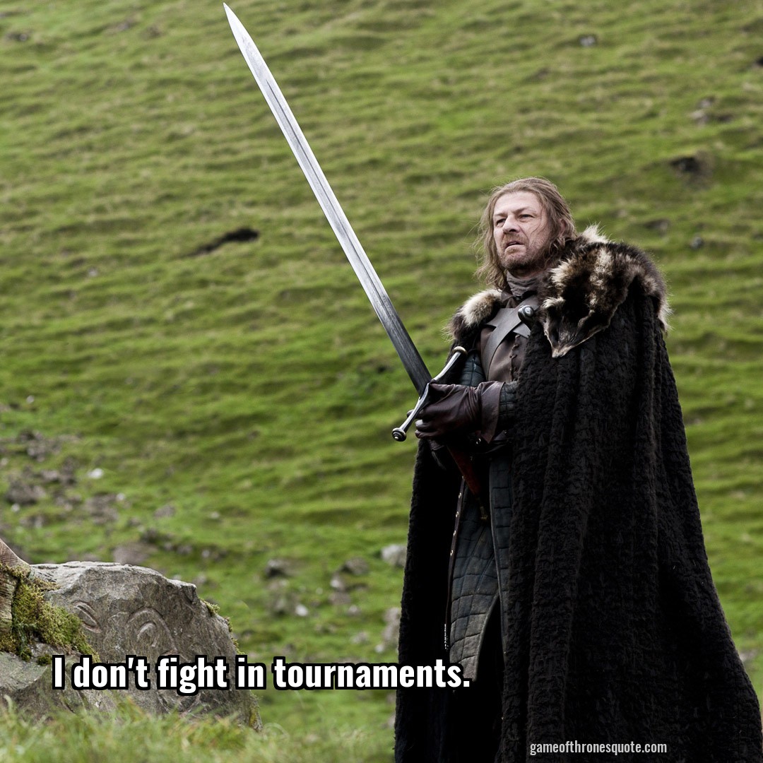 I don't fight in tournaments.