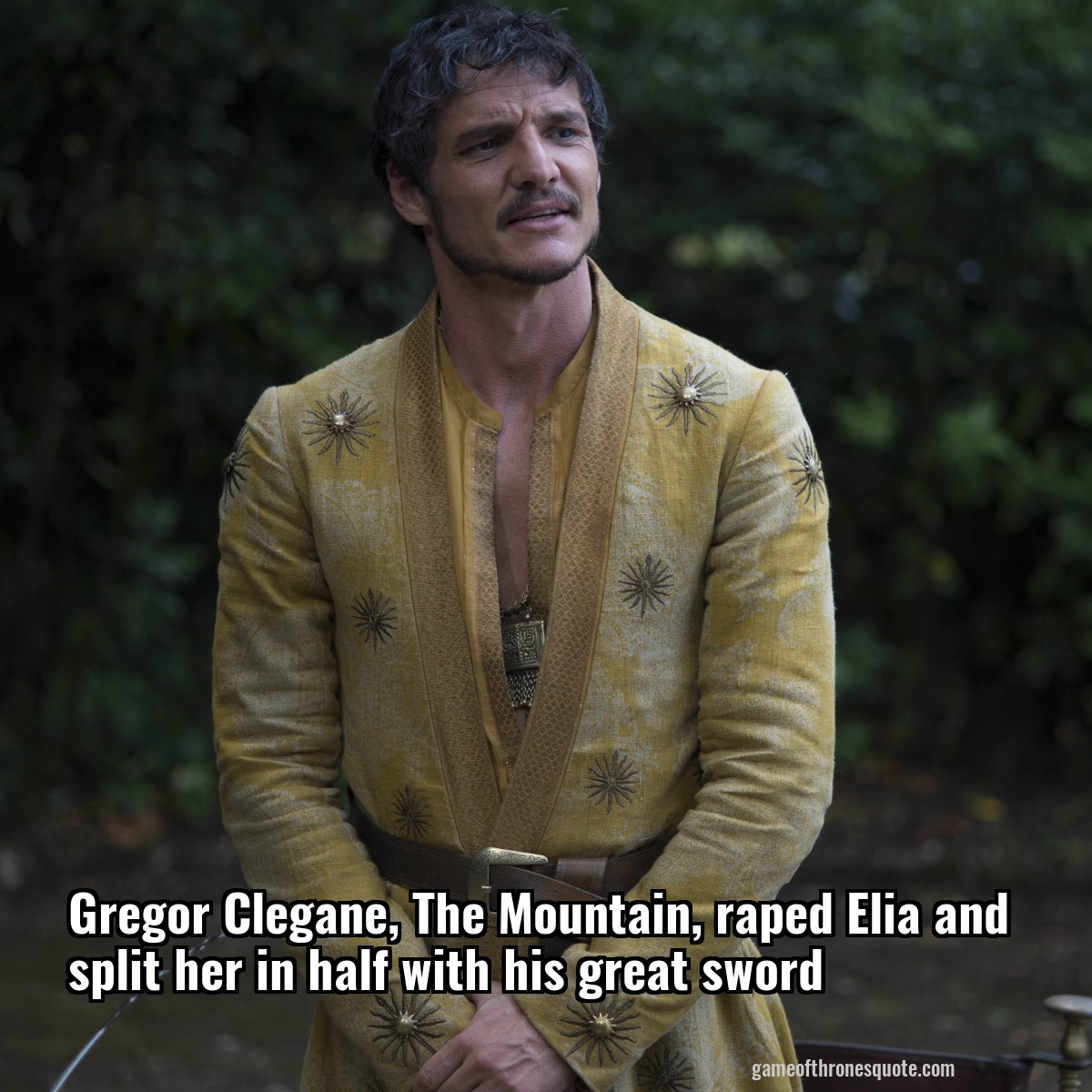 Gregor Clegane, The Mountain, killed Elia and split her in half with his great sword