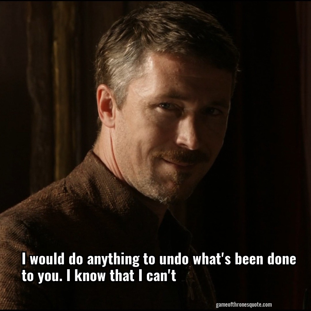 I would do anything to undo what's been done to you. I know that I can't