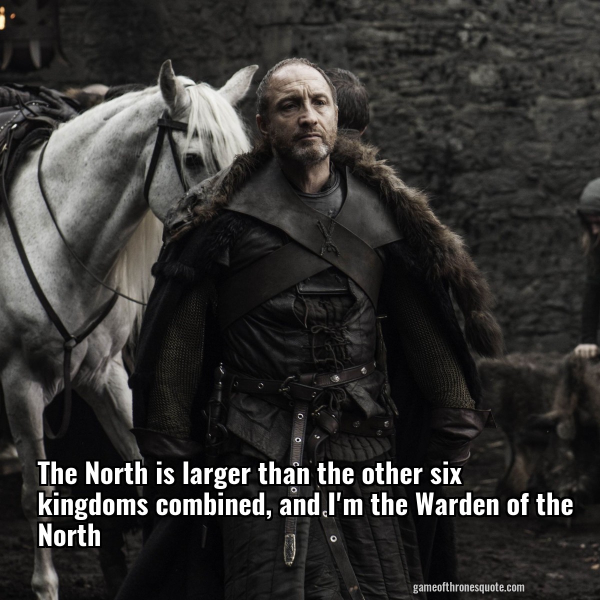 The North is larger than the other six kingdoms combined, and I'm the Warden of the North