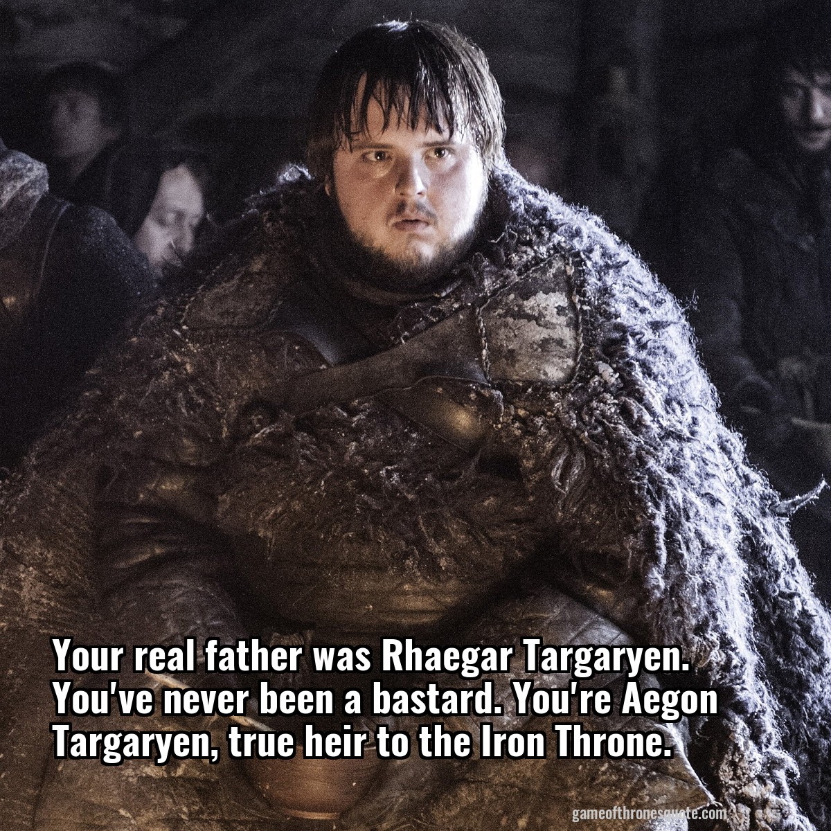 Your real father was Rhaegar Targaryen. You've never been a bastard. You're Aegon Targaryen, true heir to the Iron Throne.