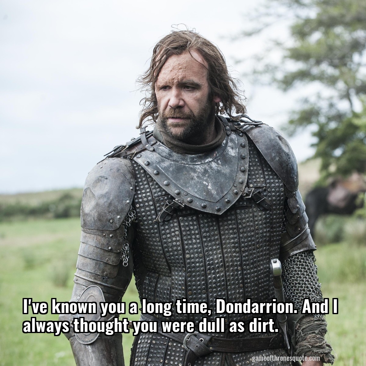 I've known you a long time, Dondarrion. And I always thought you were dull as dirt.