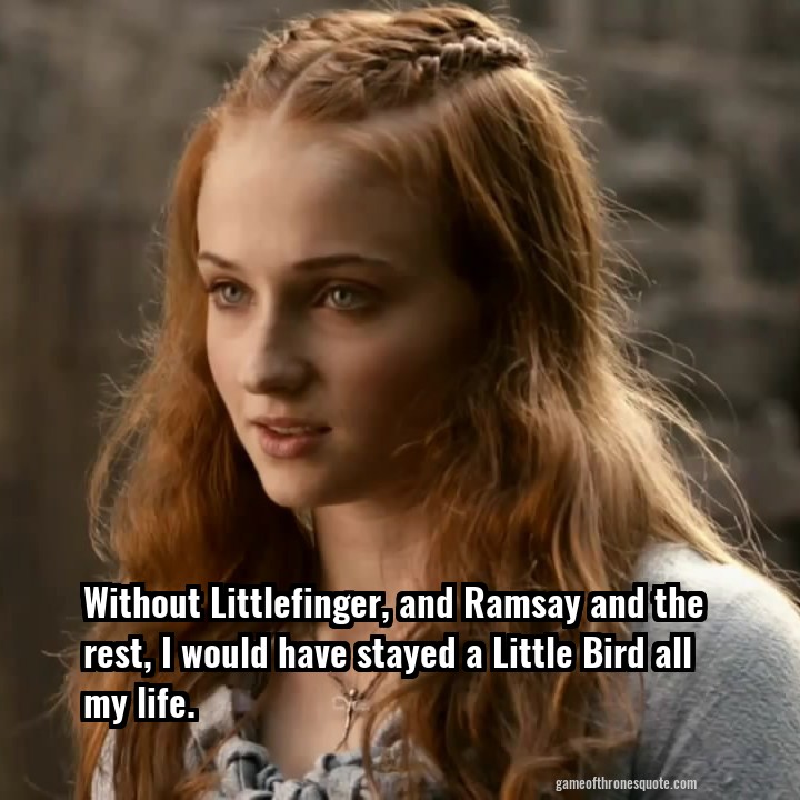 Without Littlefinger, and Ramsay and the rest, I would have stayed a Little Bird all my life.
