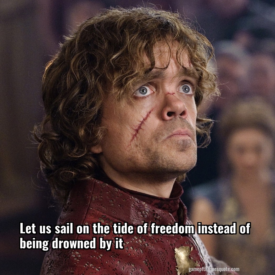 Let us sail on the tide of freedom instead of being drowned by it