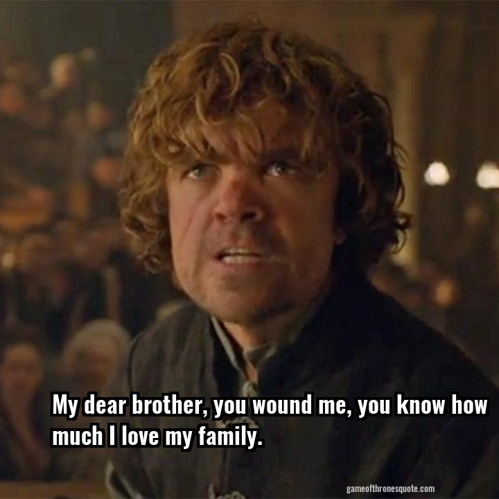 My dear brother, you wound me, you know how much I love my family.