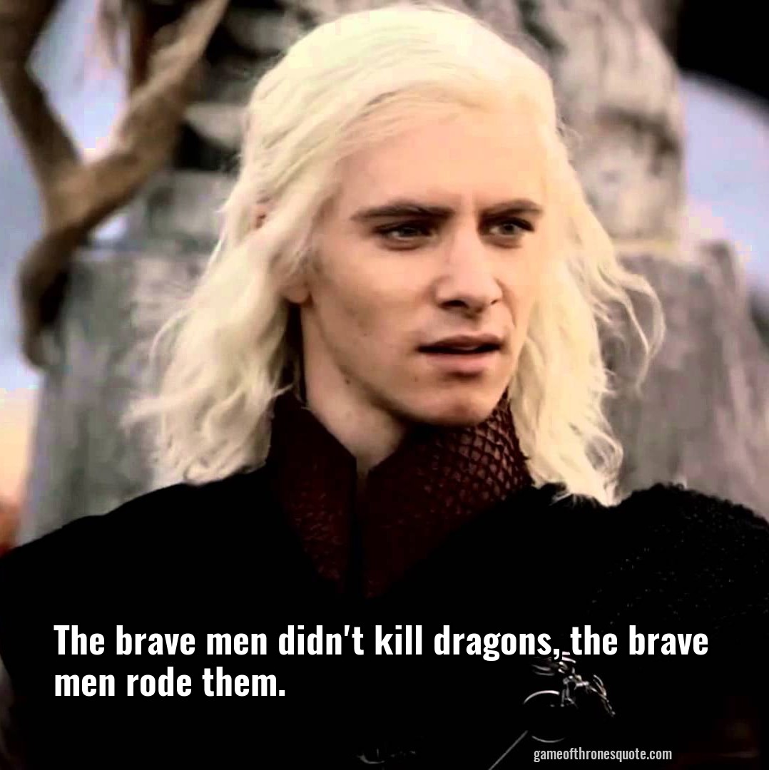 The brave men didn't kill dragons, the brave men rode them.